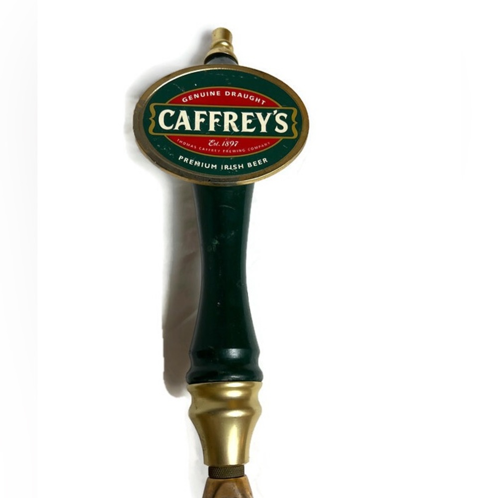 Vintage Caffrey's Irish Beer Draught Pull Tap Handle with Brass Fittings